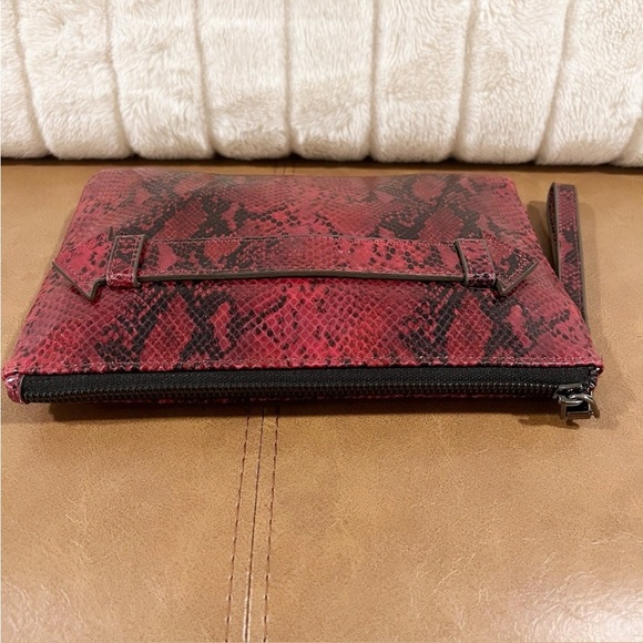AIMEE KESTEBERG Melville Ruby Red Snakeskin Leather Clutch / Wristlet - Picture 5 of 16